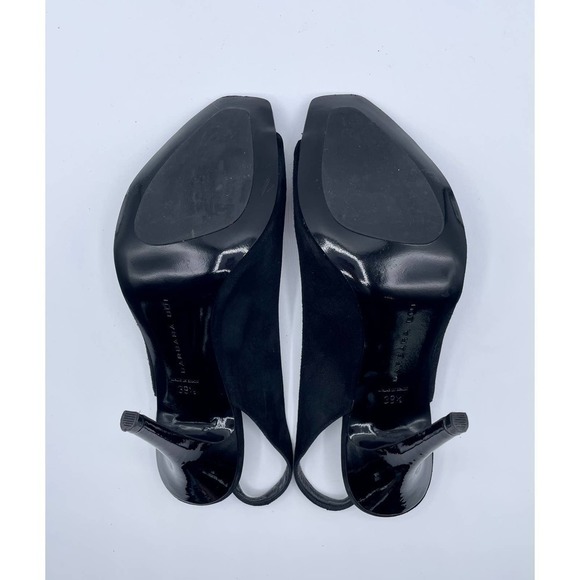 Barbara Bui square toe asymmetrical slingback black suede heels 39.5 - Picture 6 of 9